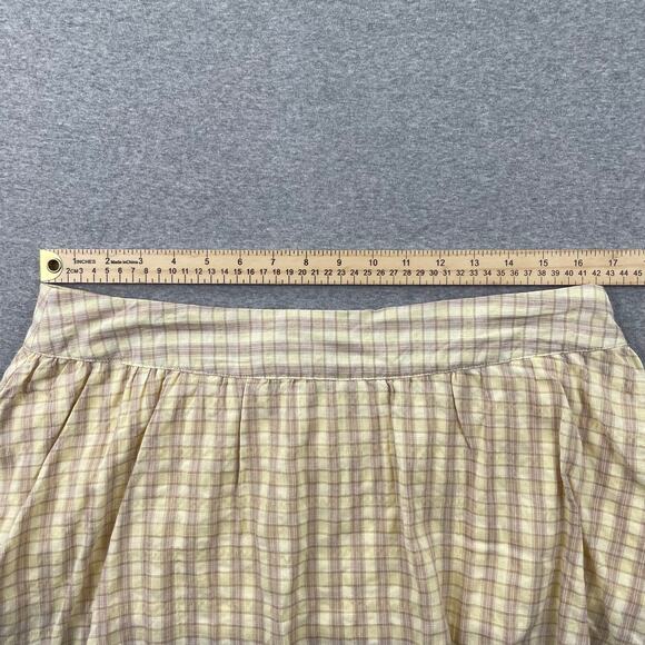 Urban Social Skirt XL Butter Yellow Plaid Tiered Mini Lightweight Preppy Summer - Picture 5 of 12